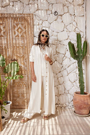 Pure Linen Beige Cardigan