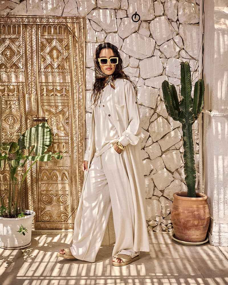 Beige Washed Linen 3-Piece Set