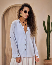 Striped Light Blue Linen Shirt