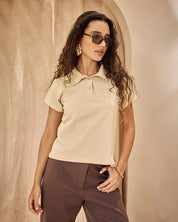 Basic Cotton Beige polo t-shirt