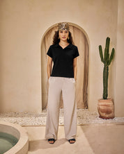 basic cotton black polo t shirt