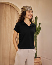 basic cotton black polo t shirt