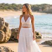 White crochet top with seashells