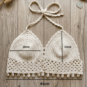 White crochet top with seashells