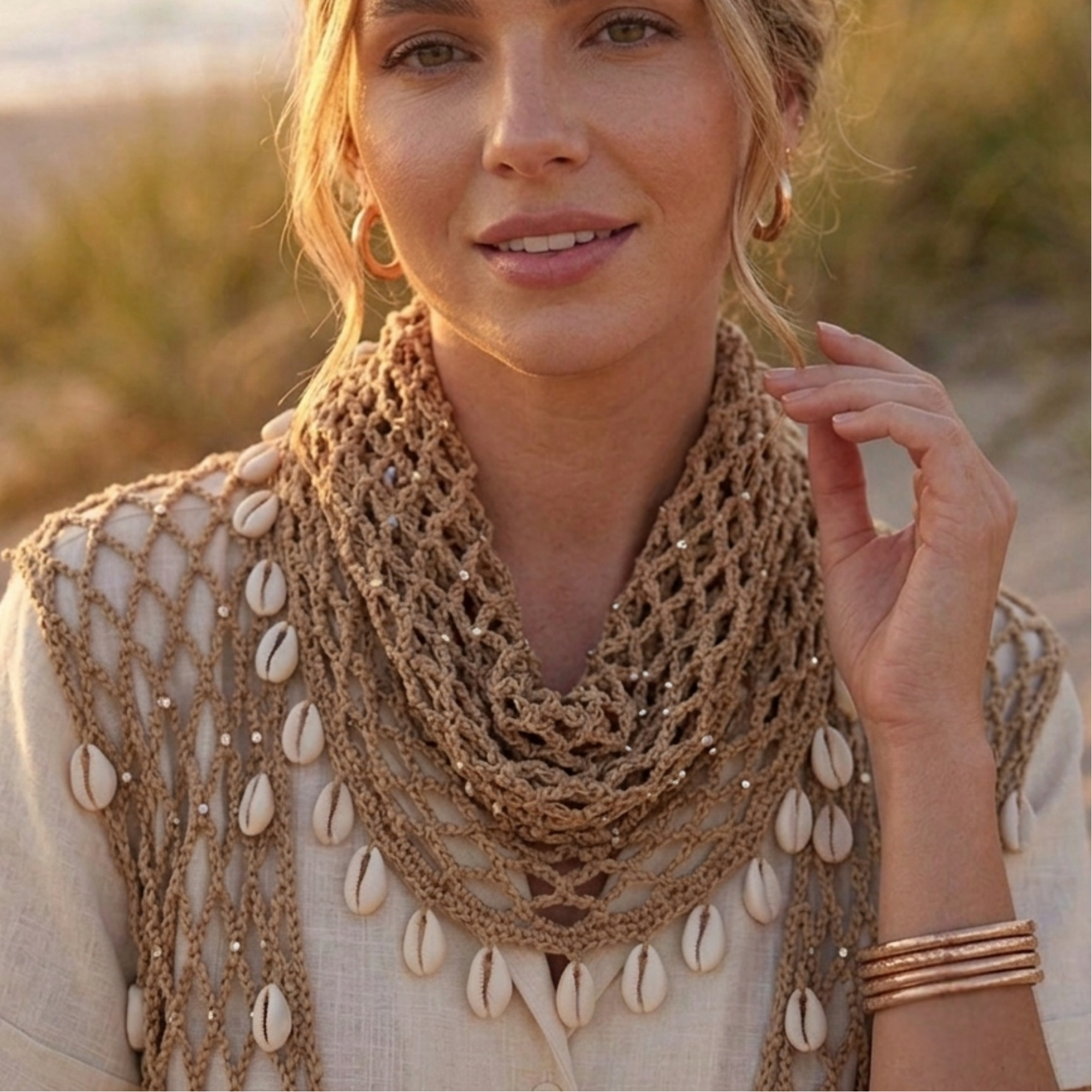 Handmade crochet multi use coverup