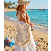 tote bag with handmade crochet