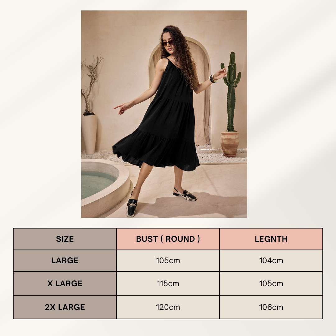 double voile cotton dress black