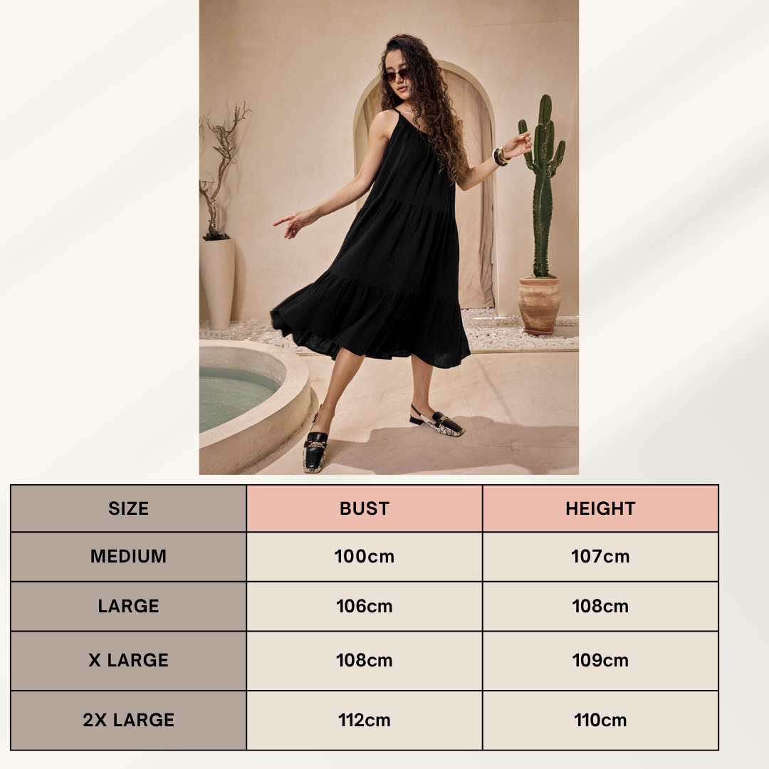 double voile cotton dress black
