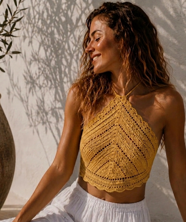 Chrochet beach top - Mustard Yellow ( PRE ORDER )